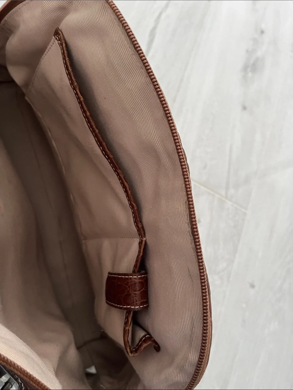 Brown Croc-Embossed Leather Top-Handle Bag from Talbots
